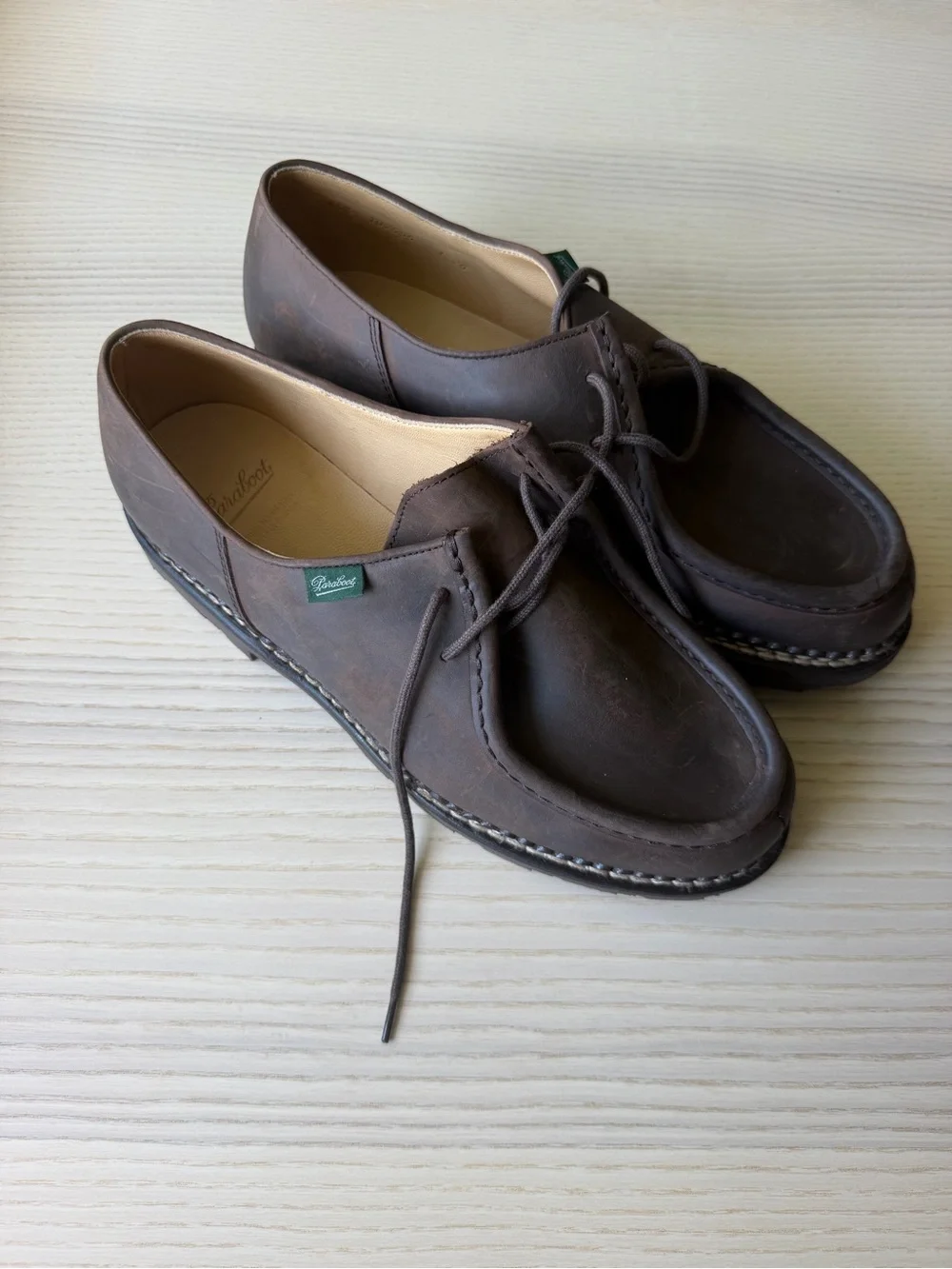 NWOB Paraboot Michael ll Derby Shoes Nubuck Gringo Brown EU 44.5 US 10.5